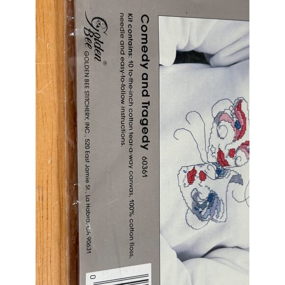 Golden Bee Wearables Comedy & Tragedy Cross Stitch Kit 10-Inch Tear-Away Canvas - Picture 3 of 5